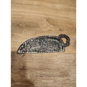 VTG Silver Tone Mini Metal Crumb Catcher Dust Pan Japan 7x2.5" Crumbler